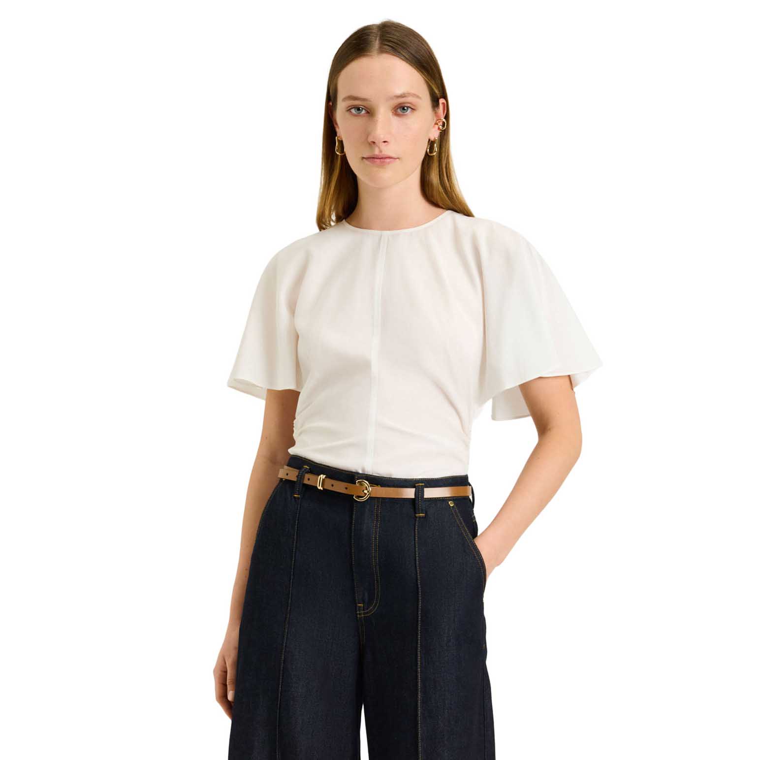 Veronika Maine Lyocell Cotton Bell Sleeve Top